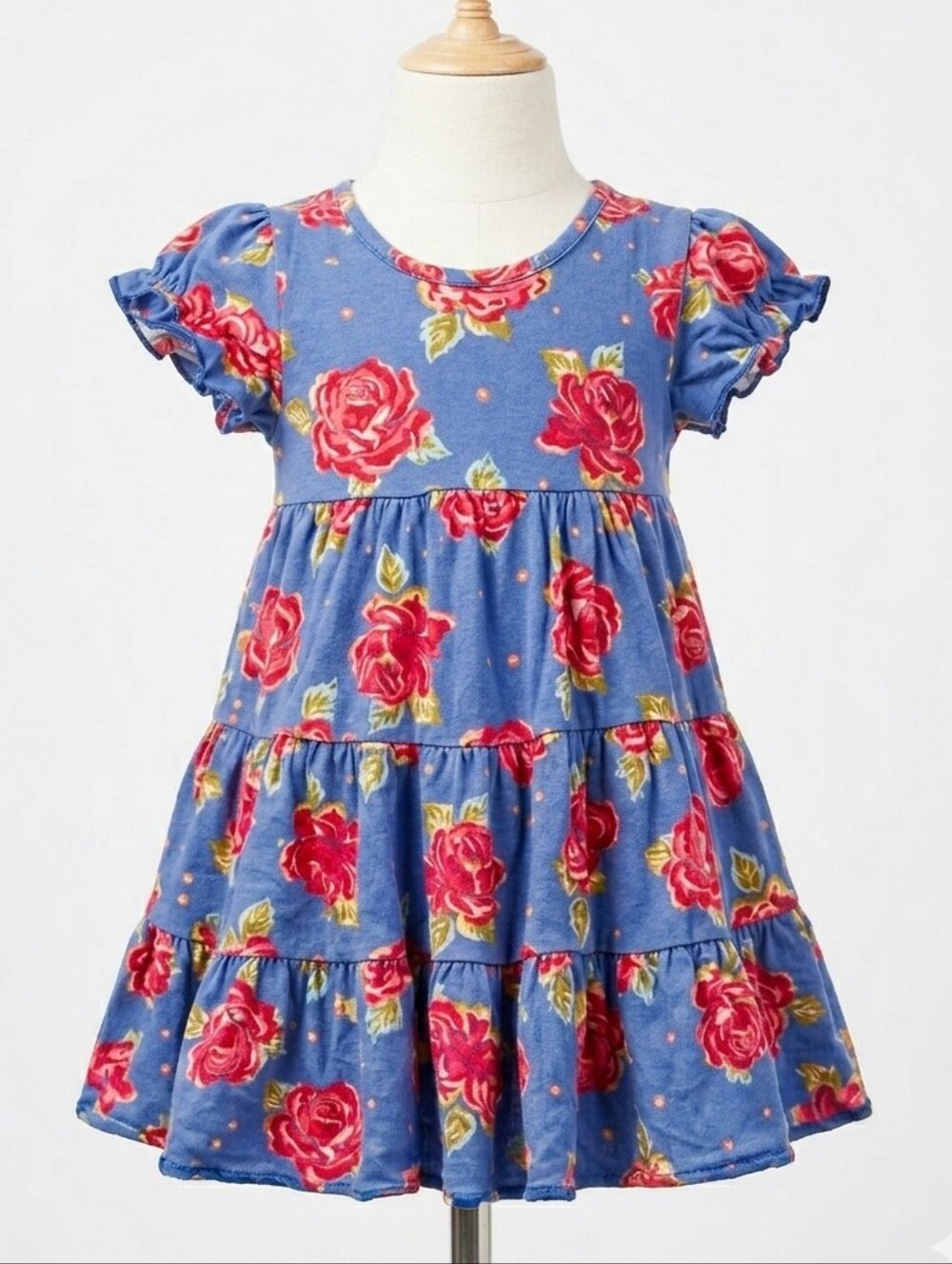 Matilda Jane Floral Twirl Dress 18M Blue Tiered Boutique Cottagecore Summer